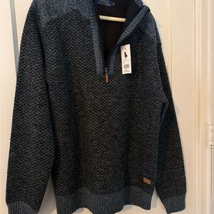 Polo by Ralph Lauren Men's Charcoal Heather Zip-Up Sweater